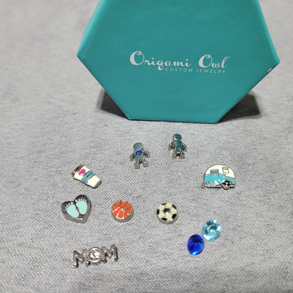 Origami Owl Kids Charm Set - Blue and Silver